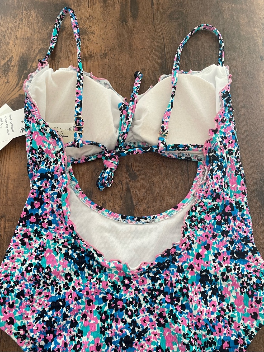 Jessica Simpson | Small Blessings Lettuce Edge One-Piece Swimsuit | Floral | NWT - Picture 6 of 14